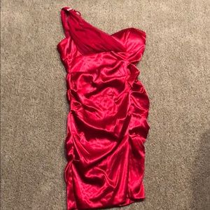 One shoulder ruched dress!
